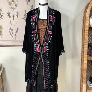 Vintage 90s Y2k Velvet Embroidered Jacket Southwestern Whimsigoth Witchy S